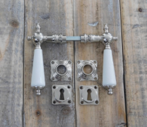 Türgarnitur für antike Türen, Nickel Keramik-Türknöpfe im Retro-Design, antik