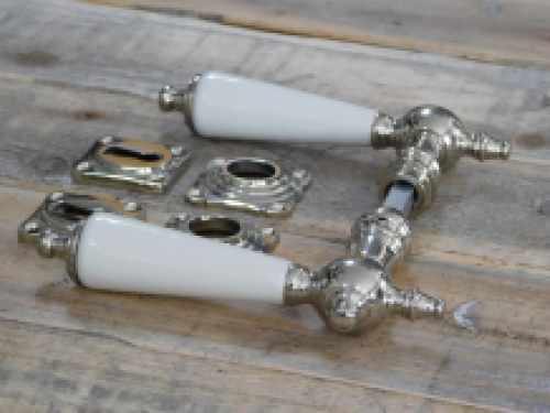 Türgarnitur für antike Türen, Nickel Keramik-Türknöpfe im Retro-Design, antik