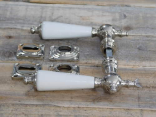 Türgarnitur für antike Türen, Nickel Keramik-Türknöpfe im Retro-Design, antik