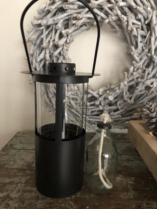 Olielamp - Zwart - Metaal en Glas - Lantaarn - Ophangbaar