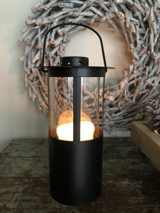 Olielamp - Zwart - Metaal en Glas - Lantaarn - Ophangbaar