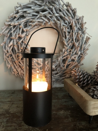Olielamp - Zwart - Metaal en Glas - Lantaarn - Ophangbaar