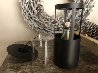 Olielamp - Zwart - Metaal en Glas - Lantaarn - Ophangbaar