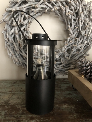 Olielamp - Zwart - Metaal en Glas - Lantaarn - Ophangbaar