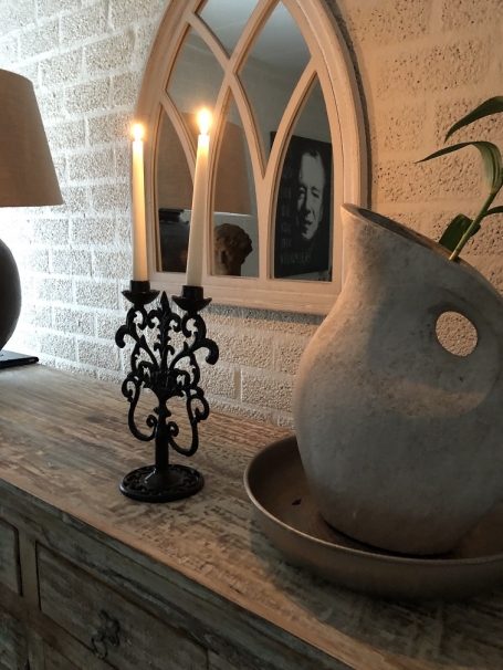 Candlestick - 2-Arm - Cast iron - Brown-Rust