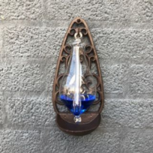 Exterior barometer, air pressure gauge, bracket made of cast iron with glass container