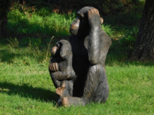 Beeld aap met jong - XXL - polystone - gedetailleerd