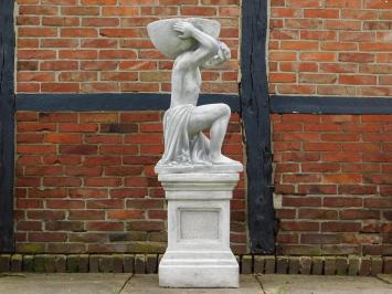 Beeld Atlas met Bloempot op Sokkel - 147 cm - Steen
