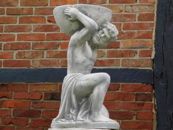 Beeld Atlas met Bloempot op Sokkel - 147 cm - Steen