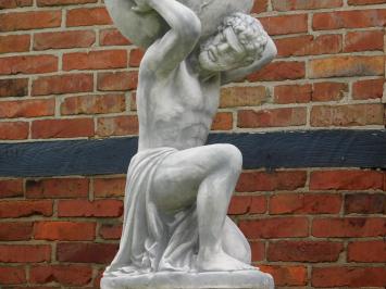 Beeld Atlas met Bol + Bloempot - 105 cm - Steen