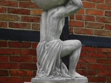 Beeld Atlas met Bol + Bloempot - 105 cm - Steen