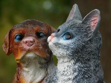 Figur Hund und Katze – Polystone – in Farbe