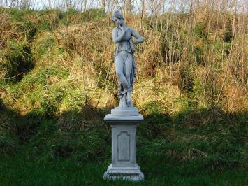Beeld Vrouw op Sokkel - 105 cm - Volledig Steen