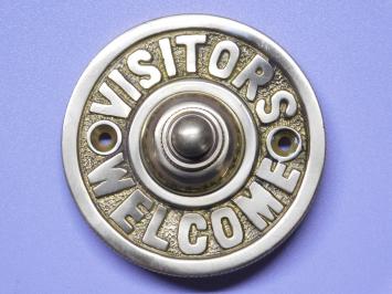 Doorbell “'Visitors Welcome”' - 8 cm - Brass