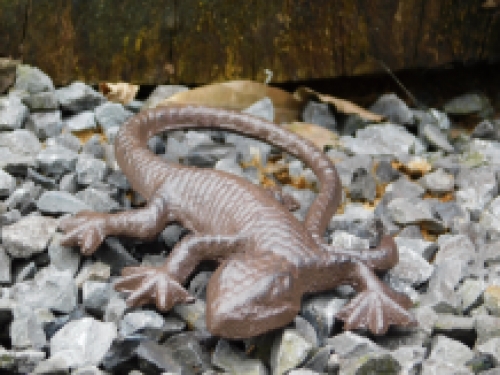 Mooie hagedis, gekko als decoratie, gietijzeren salamander