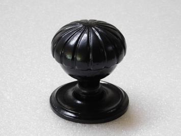 Large Doorknob with Rosette - Black - Cast iron - Fixed Knob