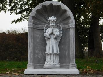 Large Classic Prayer Chapel with Praying Angel – approx. 95 x 70 cm – Stone