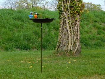Handmade Feeder with 2 Birds Side-by-Side - Garden Stick - Metal