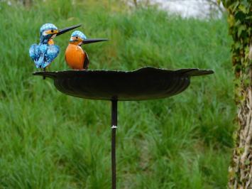 Handmade Feeder with 2 Birds Side-by-Side - Garden Stick - Metal