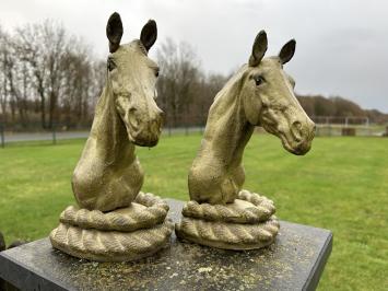 Set van 2 Paardenbeelden - olijfgroen - boekensteunen