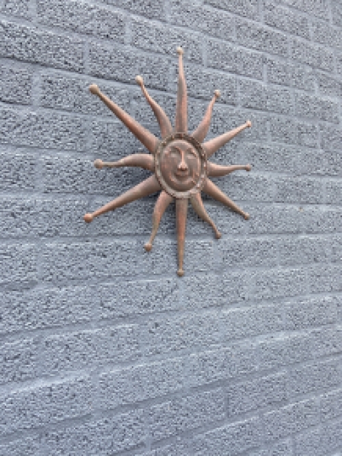 Wall ornament sun copper, metal.