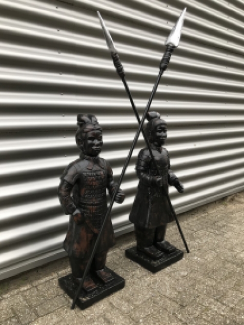 Set Japanse krijgers, tuinbeelden, steen, camouflage-black