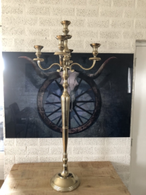 Large Floor Candelabra - 120 cm – Aluminum – Raw Gold
