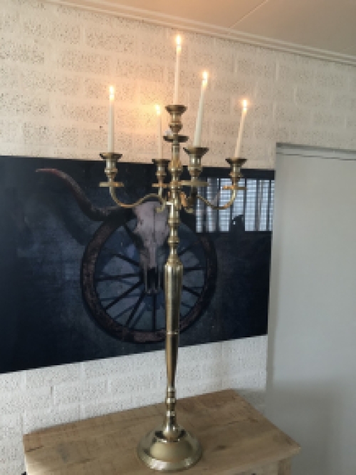Large Floor Candelabra - 120 cm – Aluminum – Raw Gold