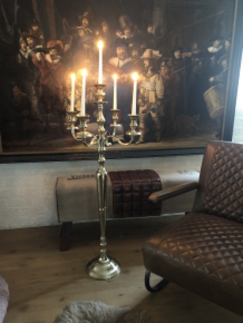 Large Floor Candelabra - 120 cm – Aluminum – Raw Gold