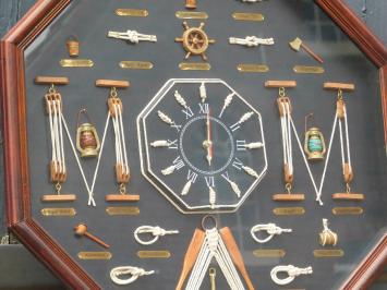 Maritime Wall Decoration with Ship Knots and Clock - 66 cm