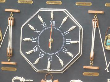 Maritime Wall Decoration with Ship Knots and Clock - 66 cm