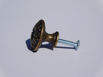 Knob Oak Leaf - 31 mm - Brass Antique