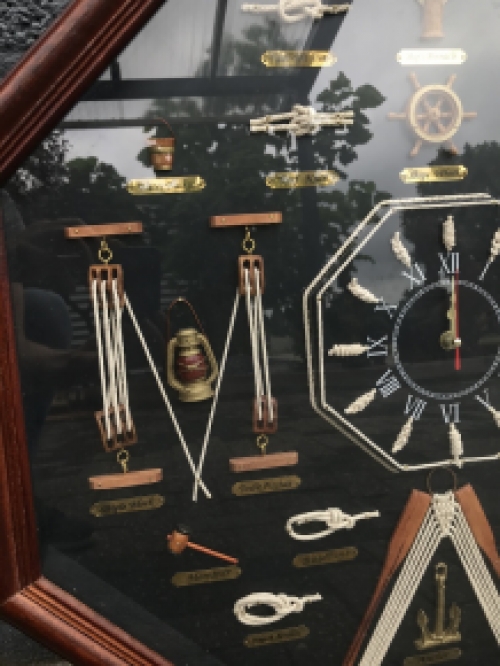 Maritime Wall Decoration with Ship Knots and Clock - 66 cm