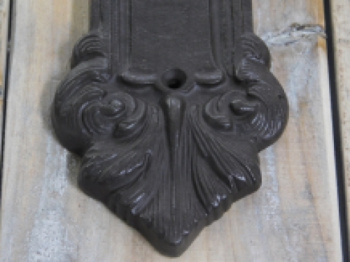 1 schweres Langschild mit Zylinderschloss-Schlüsselloch, PZ92 mm antik Eisen braun - gründerzeitlicher Historismus.