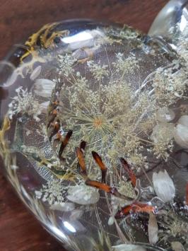 Beautiful large epoxy resin heart with flowers, heart with light