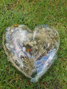 Beautiful large epoxy resin heart with flowers, heart with light
