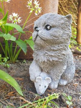 Katze und Maus Skulptur, Betonskulptur.