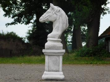 Pferdekopf auf Sockel - 83 cm - Stein