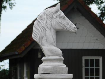 Pferdekopf auf Sockel - 83 cm - Stein