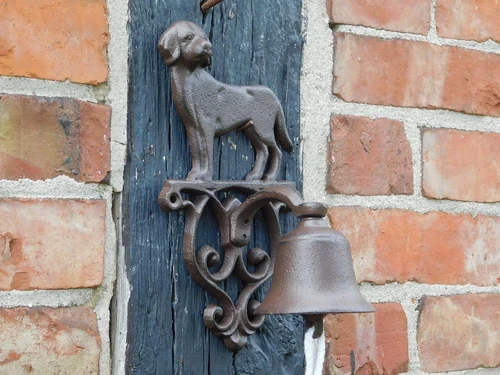 Doorbell with Dog - Cast Iron - Brown