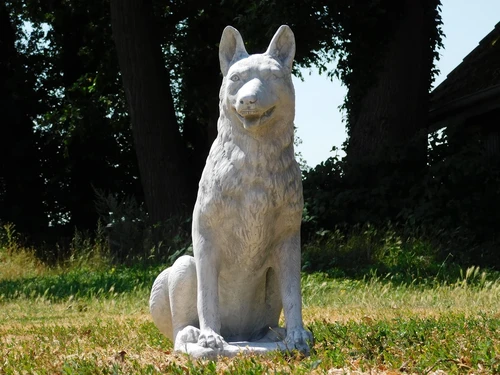 Beeld Wolf XL - 70 x 60 cm - Steen