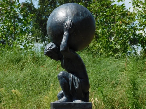 Atlas XL Statue - 70 cm - Vintage antik bronz-blue - Polystone