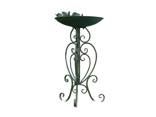 Bird Bath / Feeding Dish with Small Birds - Freestanding - 82 cm - Metal