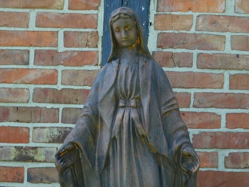 Maria Garden Statue – 110 cm – Stone with Oxide Finish – Large Stone Statue of Mary for Garden or Chapel