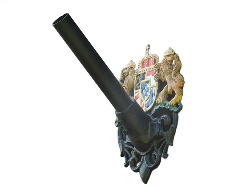 Flagpole holder with Royal Emblem – Powder-coated cast iron