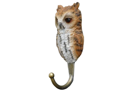 Set of 4 Wall Hooks with Woodland Animal Heads – Polyresin & Brass
