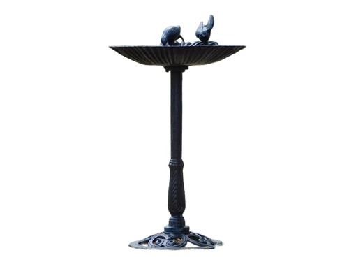 Große Vogeltränke / Futterschale - 80 cm - Gusseisen - Schwarz/Grau