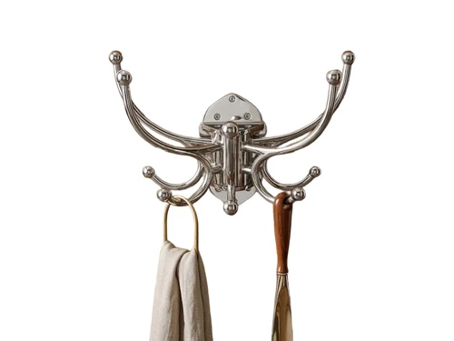 Coat Rack with Movable Hooks – Nickel-Plated Aluminium – 5 Double Hooks