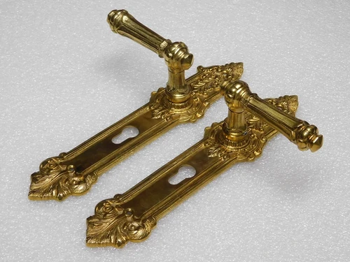 Door handle set with backplate (PC 72) – Polished brass – Classic