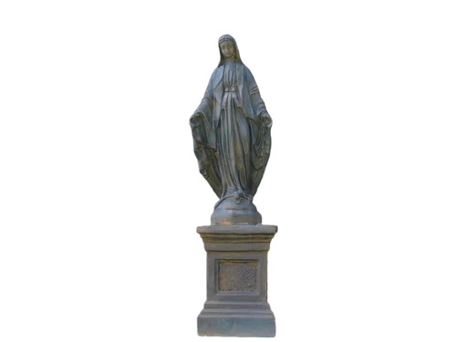 Large Garden Statue of Mary on Pedestal – 170 cm – Stone Oxide